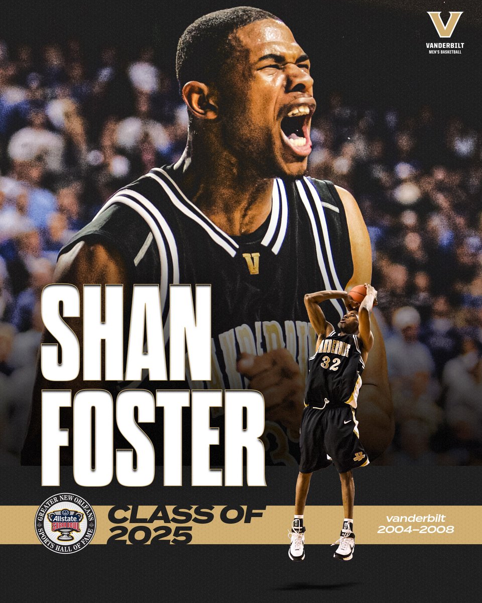 Vanderbilt Men's Basketball (@vandymbb) on Twitter photo Congratulations to 2008 SEC Player of the Year and 2010 Vanderbilt Athletics Hall of Fame inductee, Shan Foster, on being selected to the <a href="/SugarBowlNola/">Allstate Sugar Bowl</a> New Orleans Sports Hall of Fame 🏆
#AnchorDown⚓️⬇️ Congratulations to 2008 SEC Player of the Year and 2010 Vanderbilt Athletics Hall of Fame inductee, Shan Foster, on being selected to the <a href="/SugarBowlNola/">Allstate Sugar Bowl</a> New Orleans Sports Hall of Fame 🏆
#AnchorDown⚓️⬇️