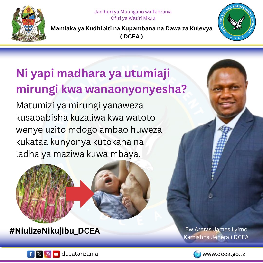 Ni yapi madhara ya utumiaji mirungi kwa wanaonyonyesha?

#NiulizeNikujibu_DCEA 
#DCEA_Mpya 
#DCEA