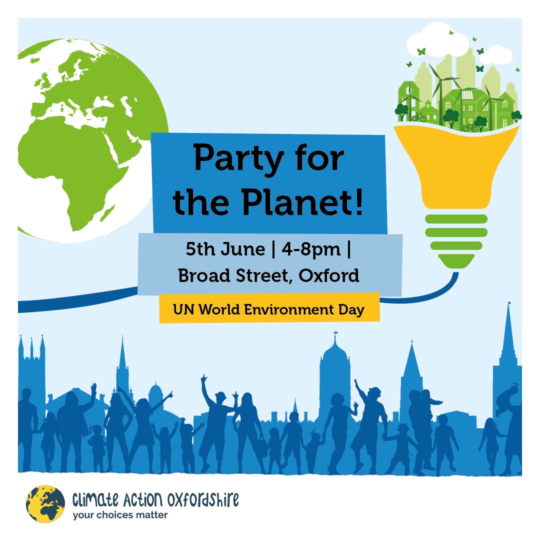 #GreatBigGreenWeek is just around the corner! In Oxfordshire we like to go BIG with events and activities that make a big difference. 

📅 Join us:
5 June: Party for the Planet, Broad Street, Oxford 4-8pm 
7-14 June: Community events and activities - cagoxfordshire.org.uk/great-big-gree…