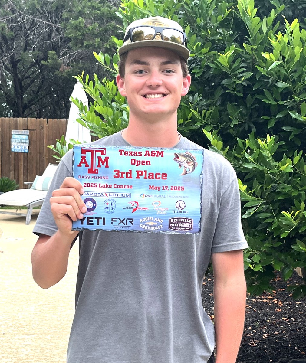 Junior Briland Young placed third place Saturday in the Texas A&amp;M bass fishing tournament on Lake Conroe.