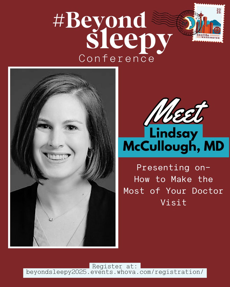 HypersomniaNews's tweet photo. We are happy to announce that Lindsay McCullough, MD, will present at the upcoming #BeyondSleepy Conference -- How to Make the Most of Your Doctor Visit.

⁠
🔗 REGISTER - https://t.co/XGPeOYdf8A 
⁠
⁠ https://t.co/l77I84qEfr