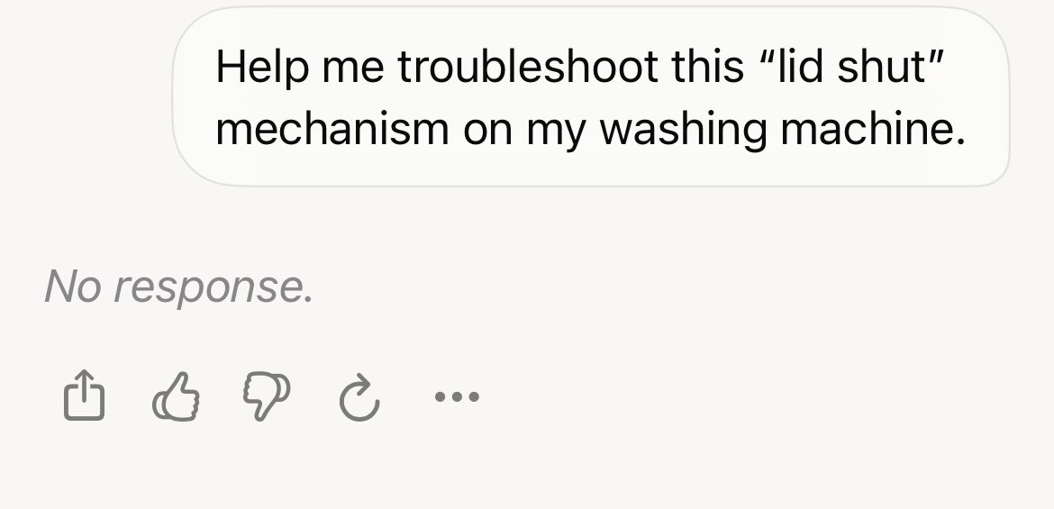 WhizSquid's tweet photo. Grok withdrawal is real!
Currently troubleshooting appliances at one of my rentals and Grok 3.5 is ailing. 
Lots of “No Response” messages. 

I suddenly feel… lonely. 

#GrokOutage #GrokGlitch #Grok3 #Grok https://t.co/TJ6mfjFETC