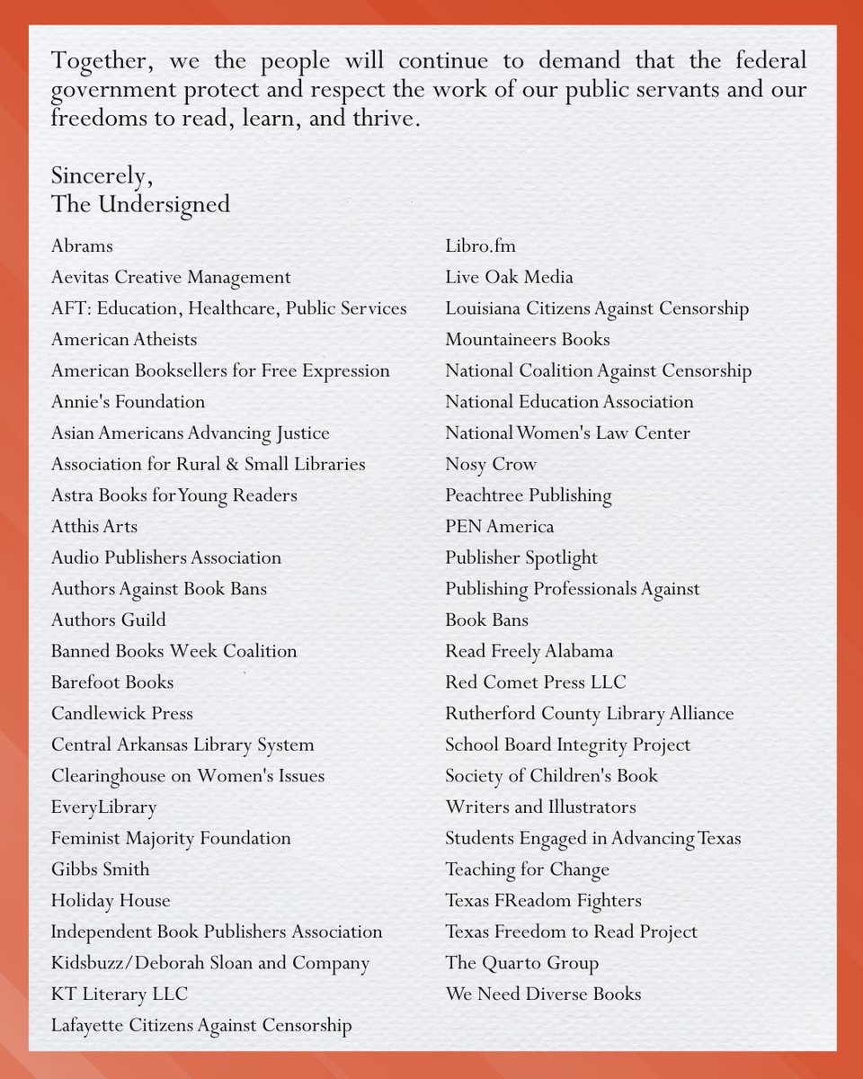 NCAC and more than 40 organizations representing parents, grassroots organizers, authors, librarians, booksellers, and publishers have signed a statement on the Trump Administration's firing of Dr. Carla Hayden. Share and ACT NOW bit.ly/EmailHayden