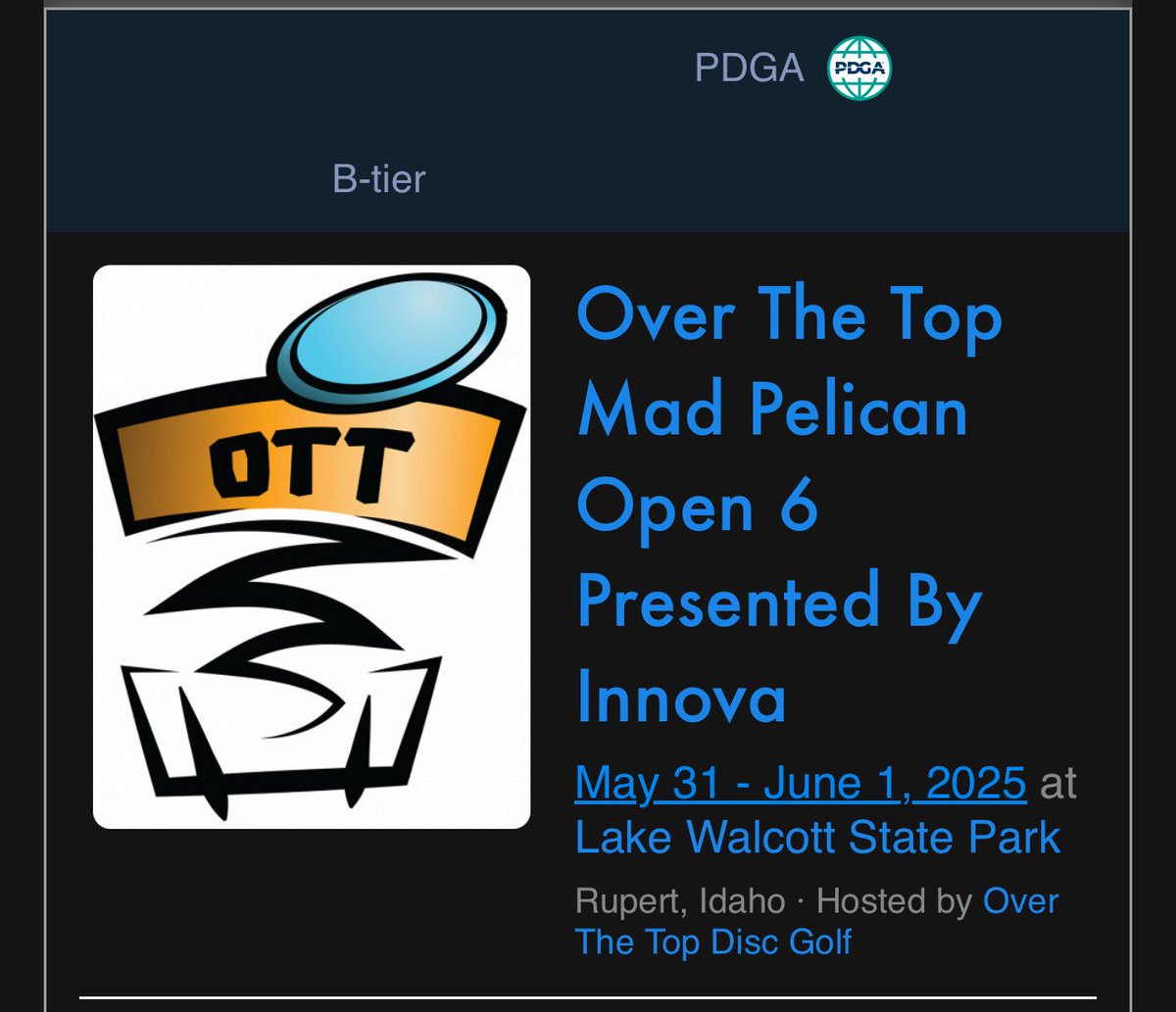 Ow shit son there it is. My first open playing AM40+. This should be an eye opener for sure. Got about 11 days to dial it in.