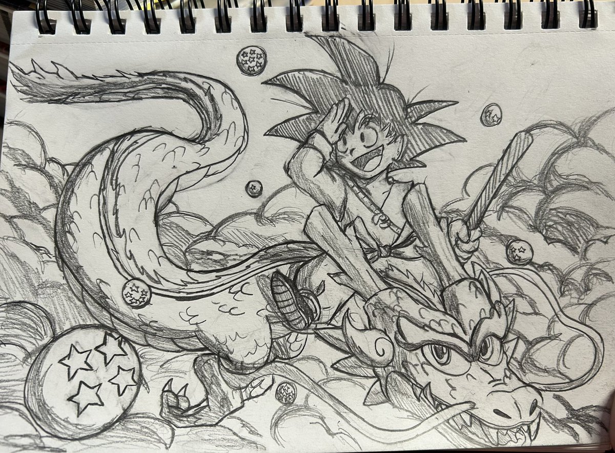 PengoDraws's tweet photo. Goku and big dragon https://t.co/Y8nmRhJ1z8