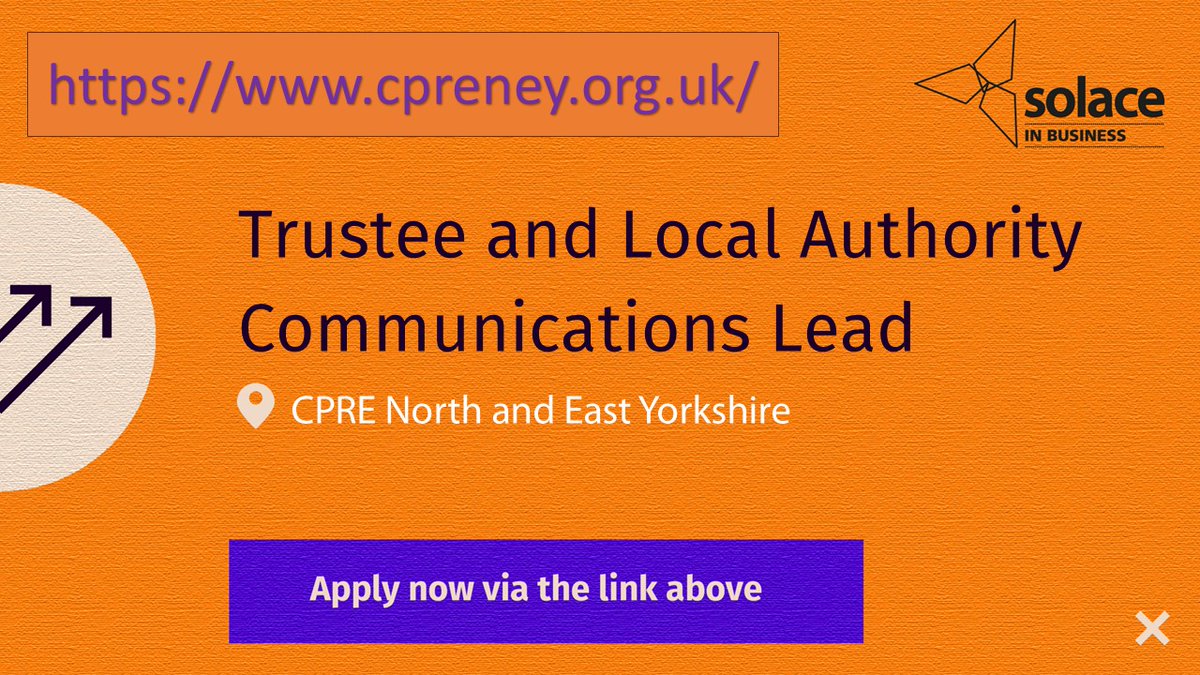 CPRE North and East Yorkshire are looking for a Trustee and Local Authority Communications Lead to join their passionate and committed board. This voluntary position offers real influence at a strategic level. Visit volunteer.cpre.org.uk/opportunities/… more information.