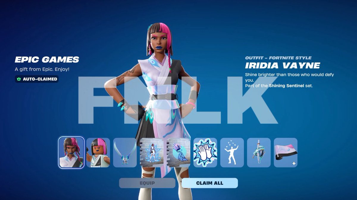 FortniteFNLK's tweet photo. FORTNITE FREE IRIDIA VAYNE SKIN COMING SOON!

USE CODE ‘FNLK’ #ad https://t.co/wJH9fQgTr6