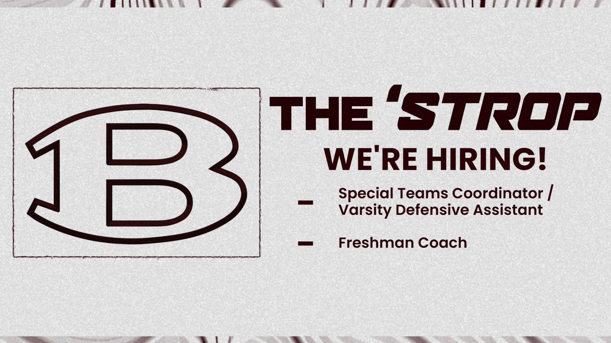Jake Griedl (@jgriedl) on Twitter photo ๐จ Job Opportunities ๐จ
Opportunity for growth! The two 6a 2024 State Champions both hired coaches off our staff this off season. Developed here. Who is next?
APPLY!
Jgriedl@bisdtx.org ๐จ Job Opportunities ๐จ
Opportunity for growth! The two 6a 2024 State Champions both hired coaches off our staff this off season. Developed here. Who is next?
APPLY!
Jgriedl@bisdtx.org