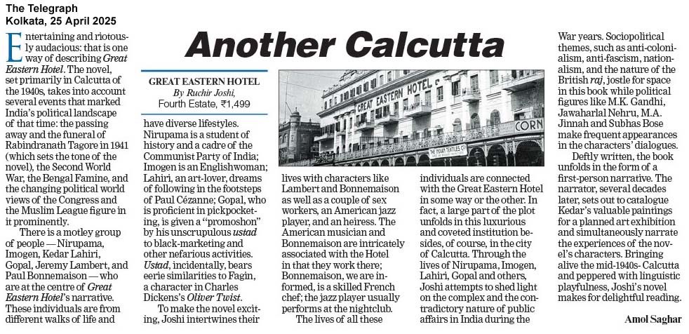 HarperCollins (@harpercollinsin) on Twitter photo ‘Bringing alive the mid-1940s- Calcutta and peppered with linguistic playfulness, Joshi's novel makes for delightful reading.’
Read #AmolSaghar’s review of #RuchirJoshi’s #GreatEasternHotel, featured in <a href="/ttindia/">The Telegraph</a>: telegraphindia.com/books/another-…
#READWithHarperCollins ‘Bringing alive the mid-1940s- Calcutta and peppered with linguistic playfulness, Joshi's novel makes for delightful reading.’
Read #AmolSaghar’s review of #RuchirJoshi’s #GreatEasternHotel, featured in <a href="/ttindia/">The Telegraph</a>: telegraphindia.com/books/another-…
#READWithHarperCollins