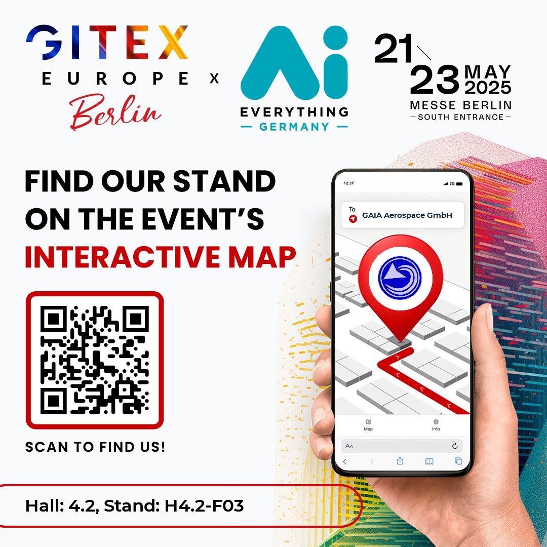 GAIA_Aerospace's tweet photo. You're at @GITEXEUROPE and want to meet us? No problem!๐ Just take a look at the interactive event map, find our stand and see the incredible #SpaceTech of our reusable launcher #VALKYRIE!!! ๐โ๏ธ๐
We're looking forward to you ๐๐
#NewSpace #Airlaunch #MicroSat #NanoSat https://t.co/919sOm4z86