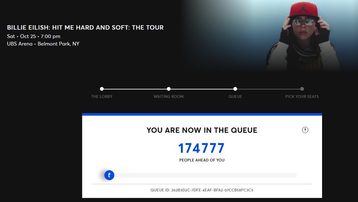 BillieEilishBR's tweet photo. Mais de 170 mil pessoas estão na fila virtual dos ingressos do show de Billie Eilish em NY. https://t.co/sYdoo0Viih