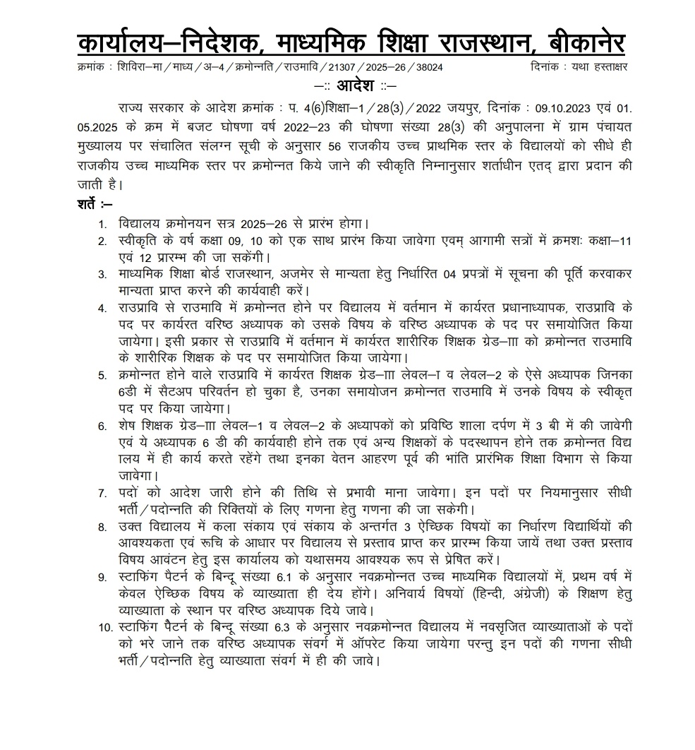 #पद_सृजन
राज्य सरकार आवश्यकता अनुसार विद्यालय क्रमोन्नत तो कर रही है जो अच्छी बात है लेकिन मैं माननीय मुख्यमंत्री <a href="/BhajanlalBjp/">Bhajanlal Sharma</a> जी का ध्यान इस तरफ आकर्षित करना चाहता हूँ कि विगत तीन वर्षों से क्रमोन्नत किए जा रहे विद्यालयों में पद सृजित नहीं किए जा रहे। इनमें अगर व्याख्याता की