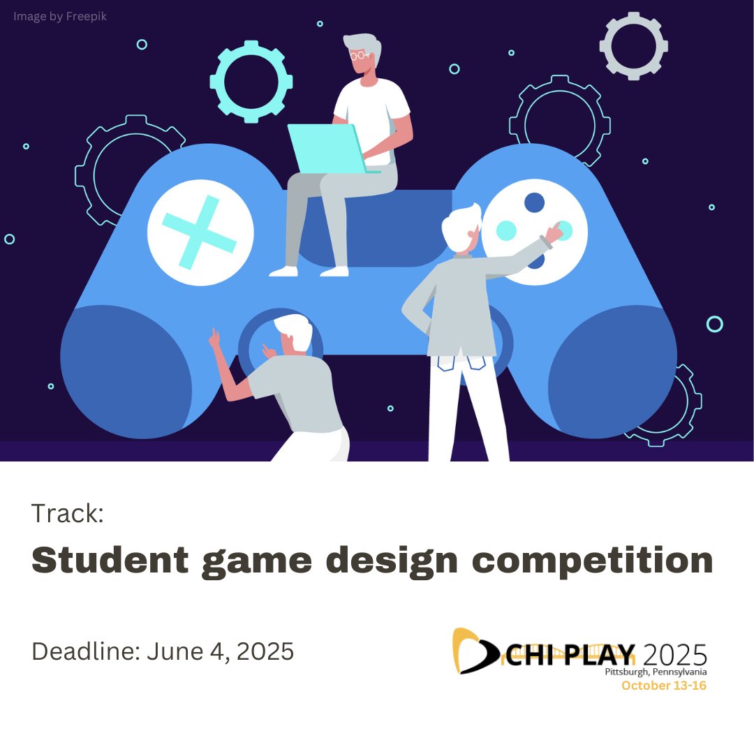 📢 🎮 Are you a student and want to showcase your game design project at #CHIPLAY2025?

Whether completely digital or technologically augmented games, we are looking forward to your novel and transformative approaches to game design!

Deadline: June 4th!

chiplay.acm.org/2025/student-g…