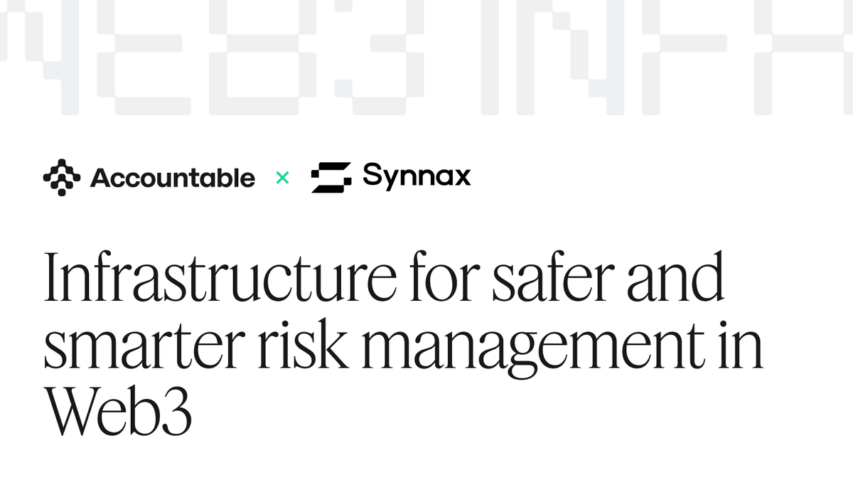 A powerful collaboration for smarter risk management in Web3.

We’re proud to partner with <a href="/Synnax_ai/">Synnax</a> to bring a new layer of trust to digital asset markets.

This partnership merges two critical infrastructures.
Accountable provides real-time, cryptographic proofs of assets and