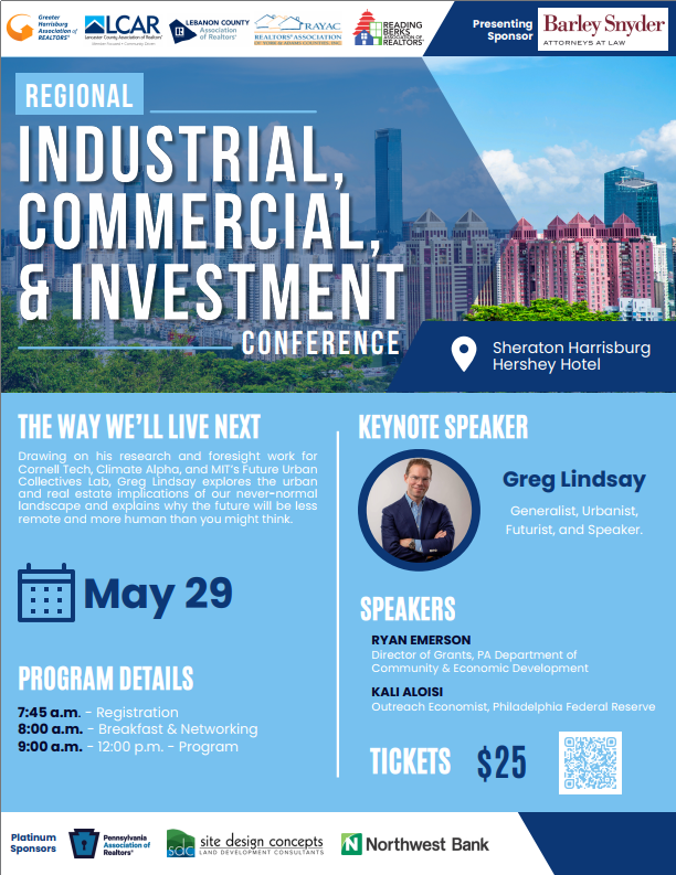 LandmarkCommer1's tweet photo. Please consider attending the Regional Industrial, Commercial &amp; Investment Conference on Thursday, May 29, 2025 at the Sheraton Harrisburg Hershey Hotel. To register, scan the QR code on the image. Hope to see many familiar faces there! https://t.co/iJyt2vooP8