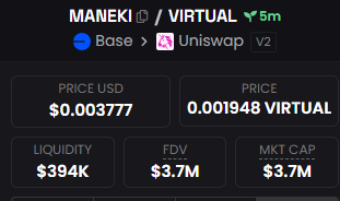 cryptodarksquad's tweet photo. ๐ @Maneki_DeFi $MANEKI has officially launched! ๐
Huge congratulations to Virgen for yet another incredible winโanother solid ROI in the books! ๐ฅ
#Crypto #Blockchain #ManekiAI #ROI $virtual
#VIRTUAL https://t.co/wu6EPvLFsf