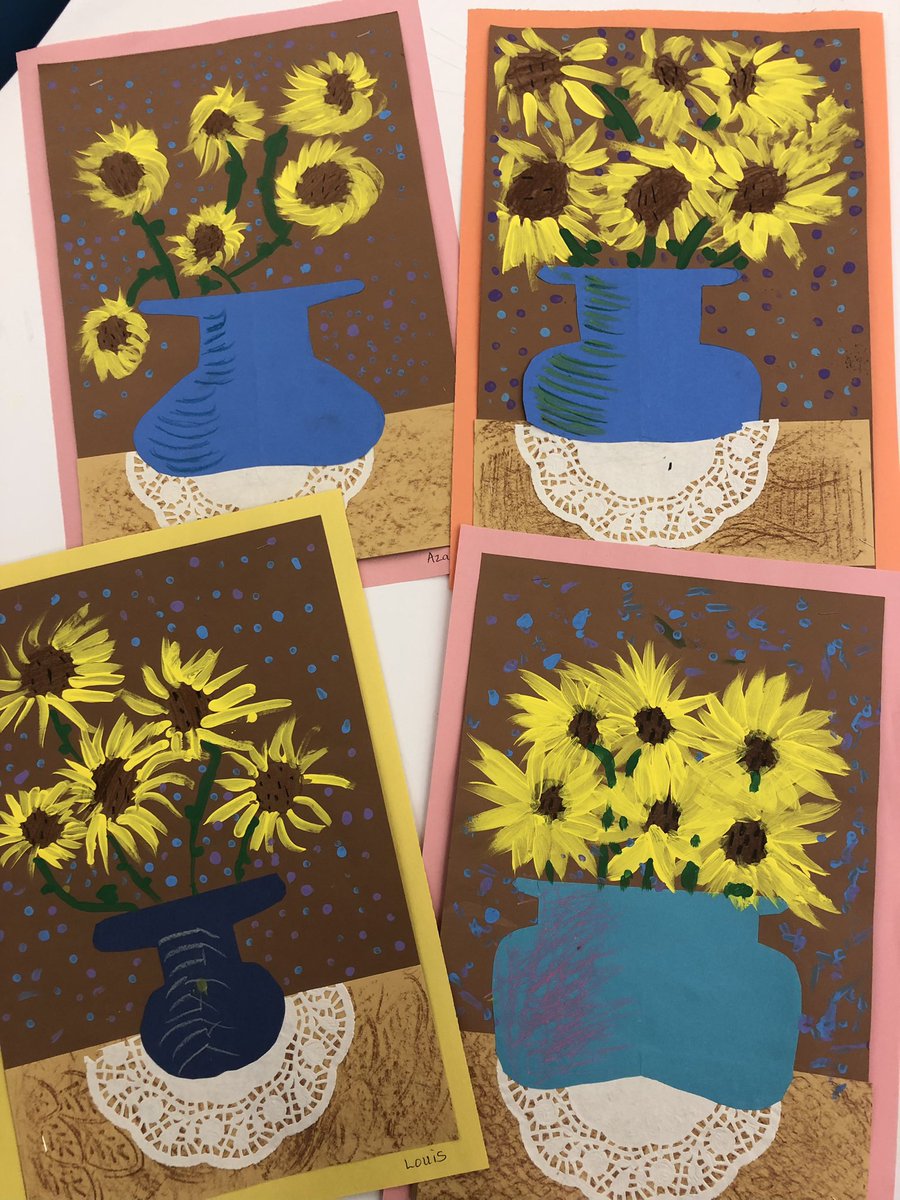 First grade sunflowers inspired by Vincent vanGogh! 🌻 <a href="/WeAreMPSD/">MPSD</a>
