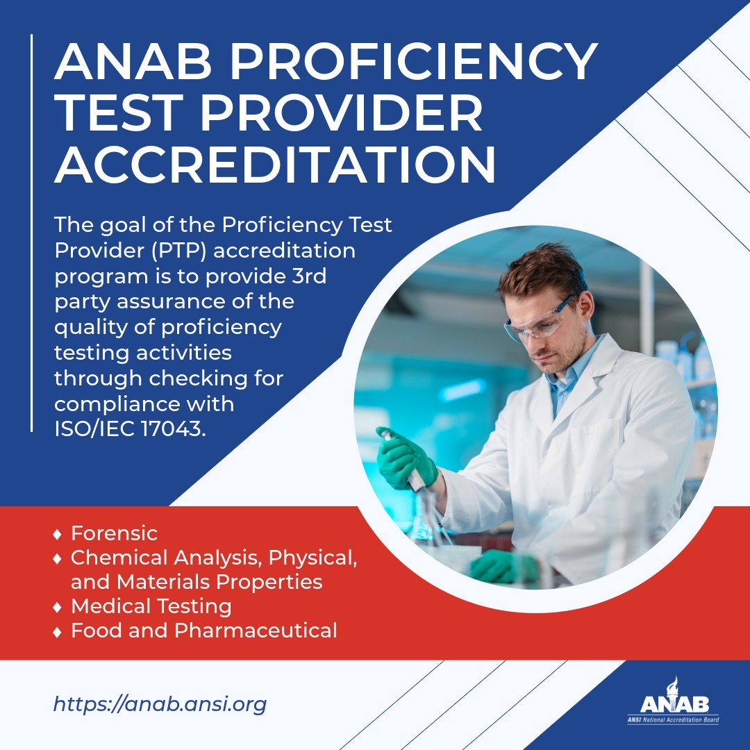 ansidotorg's tweet image. Quality assurance activities, such as #ProficiencyTesting, are vital to the reliability of data produced by laboratories. @ANAB_ACCREDIT&apos;s proficiency test provider accreditation program confirms the quality of a proficiency testing program by checking for compliance with ISO/IEC…
