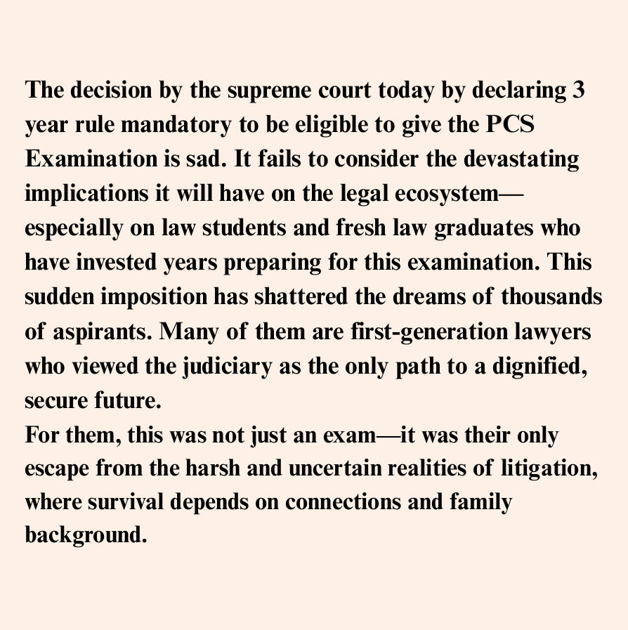 LawgicallyC's tweet photo. 3 year Mandatory Practice Rule passed today by the Honble Supreme Court- makes it practically difficult for Fresh Law Graduates to join the Lower Judiciary
#3yearpracticerule #3yearmandatorypractice https://t.co/uK9OEnj0Ou