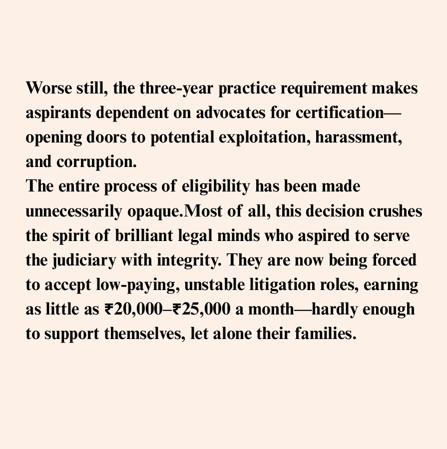 LawgicallyC's tweet photo. 3 year Mandatory Practice Rule passed today by the Honble Supreme Court- makes it practically difficult for Fresh Law Graduates to join the Lower Judiciary
#3yearpracticerule #3yearmandatorypractice https://t.co/uK9OEnj0Ou