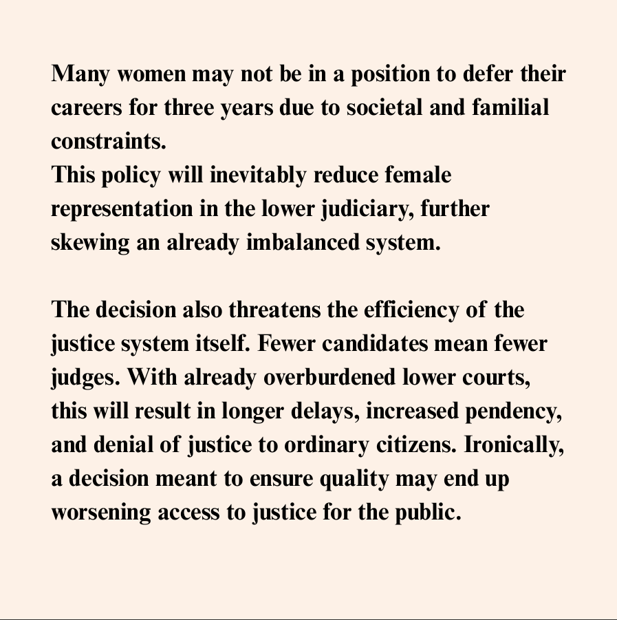 LawgicallyC's tweet photo. 3 year Mandatory Practice Rule passed today by the Honble Supreme Court- makes it practically difficult for Fresh Law Graduates to join the Lower Judiciary
#3yearpracticerule #3yearmandatorypractice https://t.co/uK9OEnj0Ou