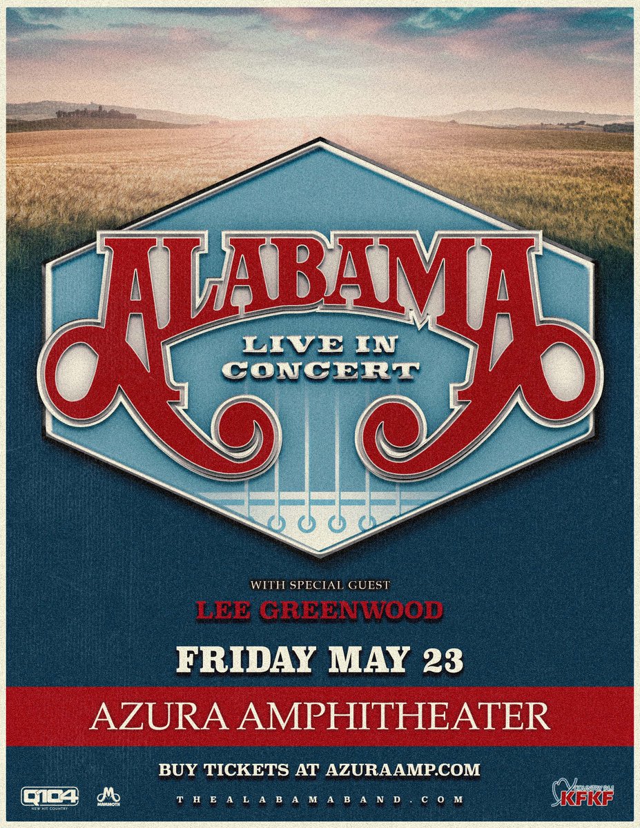 ALABAMA (@thealabamaband) on Twitter photo We'll see you Friday at <a href="/AzuraAmp/">Azura Amphitheater</a>! Limited tickets remain, get yours here: bit.ly/41eCcOC We'll see you Friday at <a href="/AzuraAmp/">Azura Amphitheater</a>! Limited tickets remain, get yours here: bit.ly/41eCcOC