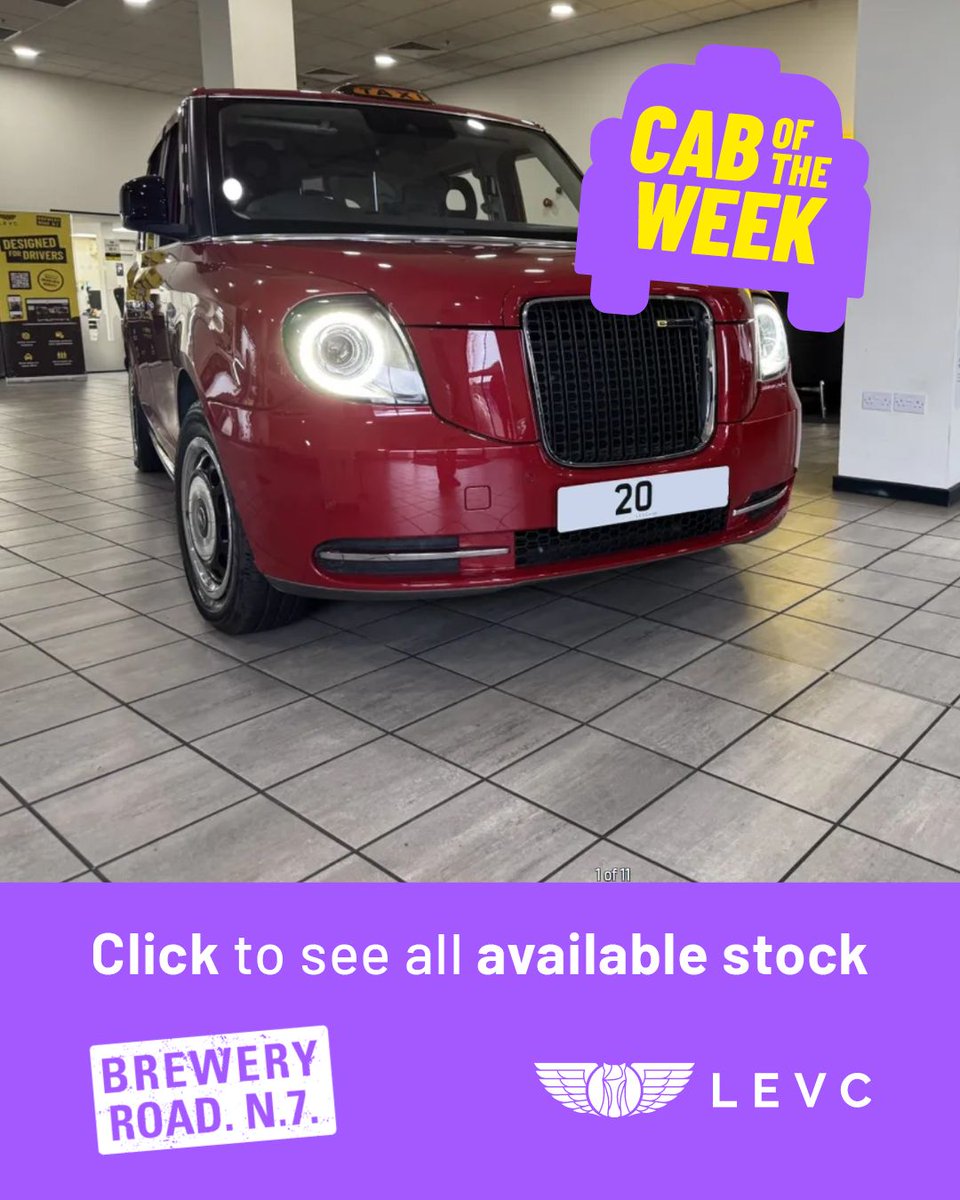 LEVCBreweryRoad's tweet photo. π£ #CabOfTheWeek π£
This head-turning Tupelo Red 20-plate cab is in good condition with just one previous owner and comes with the following:
β
Vinyl seats, flooring and a panoramic roof
β
Comfort Plus model
β
Mileage: 106,603
Get your hands on it for just Β£43,995...
Want to find out more? Give our friendly, expert team a call on 020 7700 0888 today.