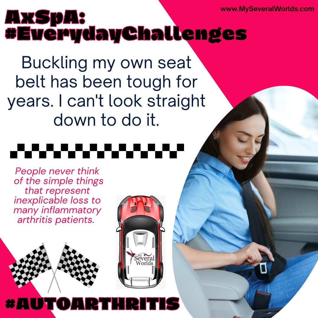 Carrie Kellenberger - SpA & Fibro Advocate (@globetrotteri) on Twitter photo AxSpA: #EverydayChallenges
🏁 Buckling my own seat belt has been tough for years. I can't look straight down to do it.
People never think of the simple things that represent loss to many inflammatory arthritis patients.
#LaceUpForAxSpA #AUTOArthritis <a href="/AIArthritisDay/">WorldAiArthritisDay</a> AxSpA: #EverydayChallenges
🏁 Buckling my own seat belt has been tough for years. I can't look straight down to do it.
People never think of the simple things that represent loss to many inflammatory arthritis patients.
#LaceUpForAxSpA #AUTOArthritis <a href="/AIArthritisDay/">WorldAiArthritisDay</a>