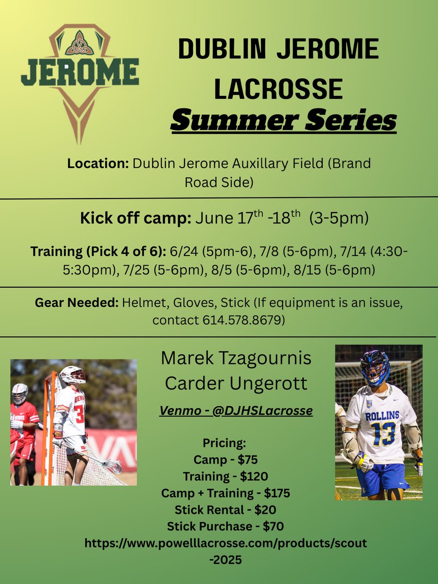 Sign up for the Dublin Jerome Lacrosse Summer Series today! 

💻: forms.gle/k3DP4SY7FNa61H…