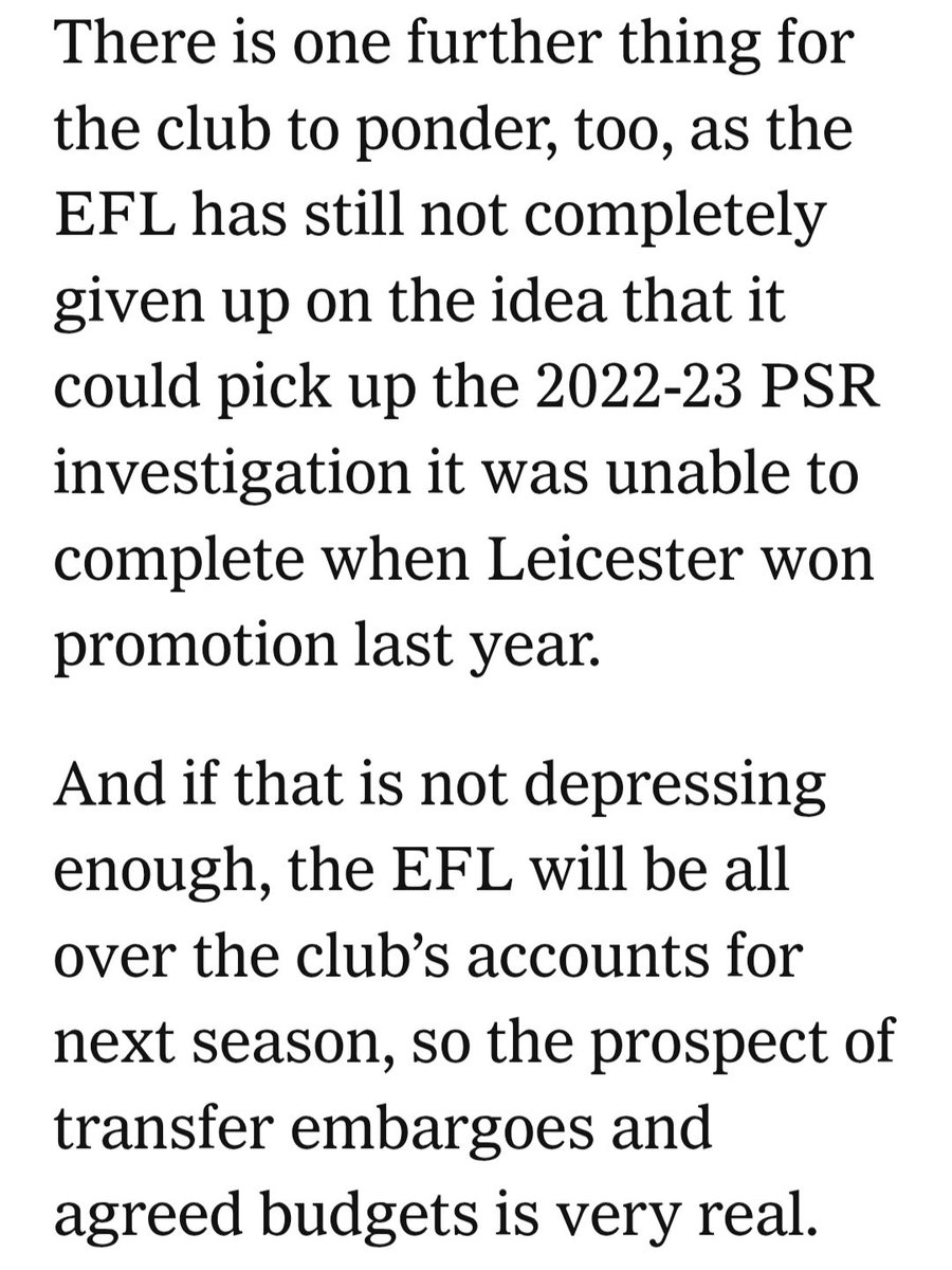 Possible 12 point deduction with the Premier League wanting more ... Transfer embargo not out of the question. 
<a href="/TheAthleticFC/">The Athletic | Football</a> 👇 #lcfc 💙🦊