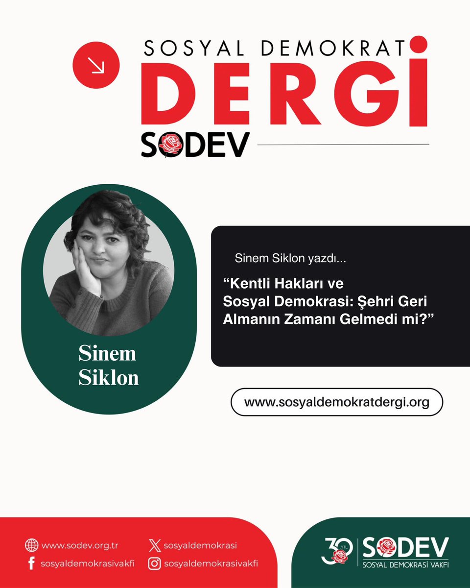SOSYAL DEMOKRAT DERGİ DİJİTALDE!
Sinem Siklon yazdı: "Kentli Hakları ve Sosyal Demokrasi: Şehri Geri Almanın Zamanı Gelmedi mi?"
Yazı linki 👇
sosyaldemokratdergi.org/kentli-haklari…