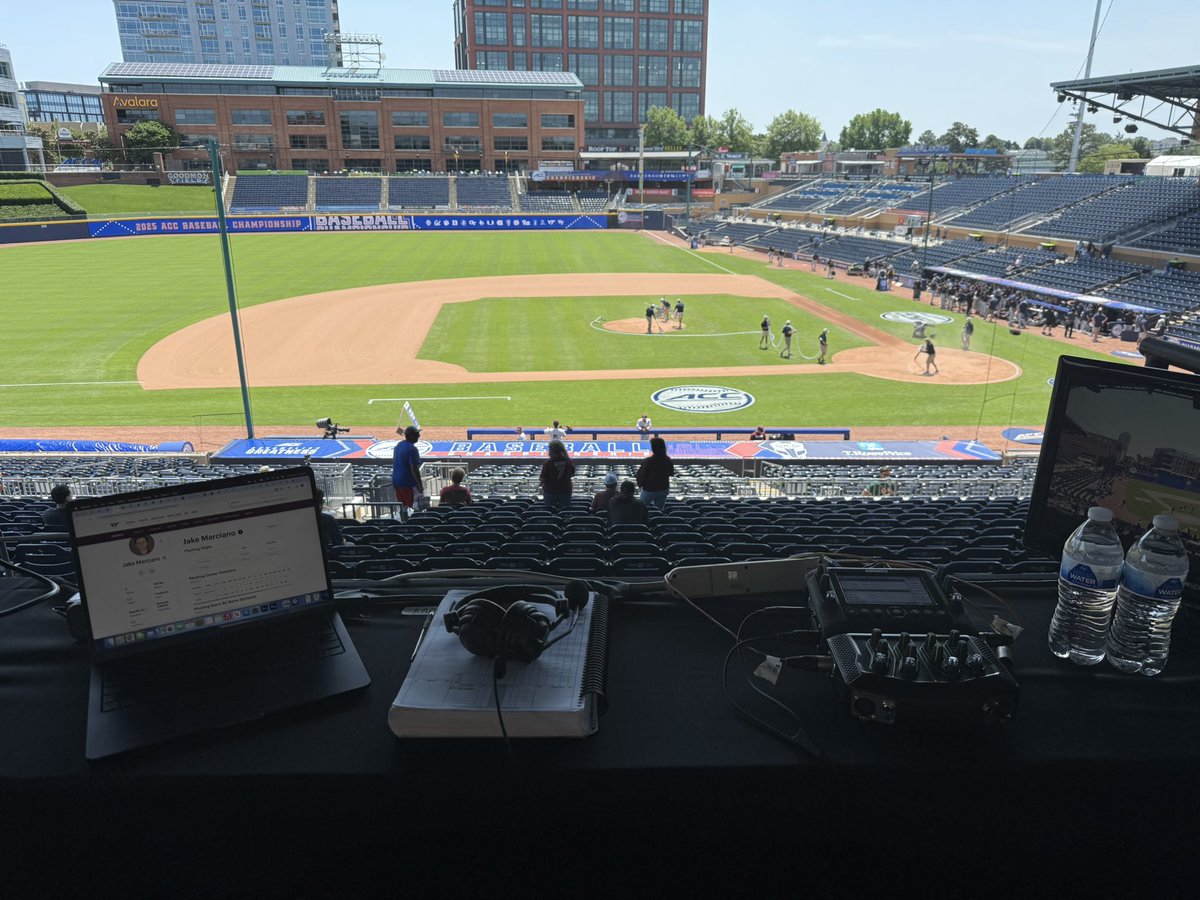 Evan Hughes (@evankhughes) on Twitter photo Our Virginia Tech Sports Network broadcast position for the <a href="/ACCBaseball/">ACC Baseball</a> Tournament. Beautiful afternoon for postseason baseball.
#Hokies 🦃⚾️ Our Virginia Tech Sports Network broadcast position for the <a href="/ACCBaseball/">ACC Baseball</a> Tournament. Beautiful afternoon for postseason baseball.
#Hokies 🦃⚾️