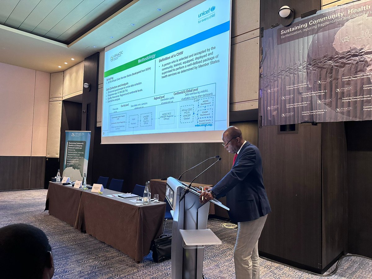 AfricaCDC's tweet photo. At #WHA78, @AfricaCDC brought together a high-level task force to assess progress toward the @_AfricanUnion goal of 2 million Community Health Workers (CHW) by 2030.

A new survey shows strong momentum: 41 countries have CHW strategies and many are going digital. But most programs depend on external funding, with limited national support for salaries.

Africa must boost investment and fully integrate CHWs to achieve Universal Health Coverage.

#AfricaCDC #Agenda2063