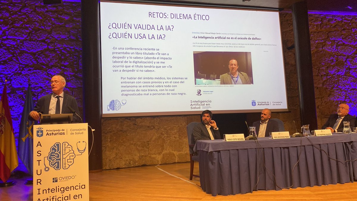 IA_ASTURIAS's tweet photo. Luis Escotet... "Te van a despedir y lo sabes... no, más bien, te van a despedir si NO sabes" la IA ha venido para quedarse y aquellos que la manejen correctamente serán los que prevalezcan. #JIAAS https://t.co/NieaInmbBA