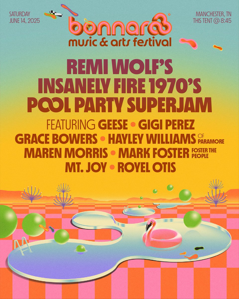 hayley will be playing at this years Bonnaroo Music Fest in Manchester, TN at Remi Wolf’s ‘Insanely Fire 1970’s Pool Party Superjam’ 🥳 (Saturday 14th June)