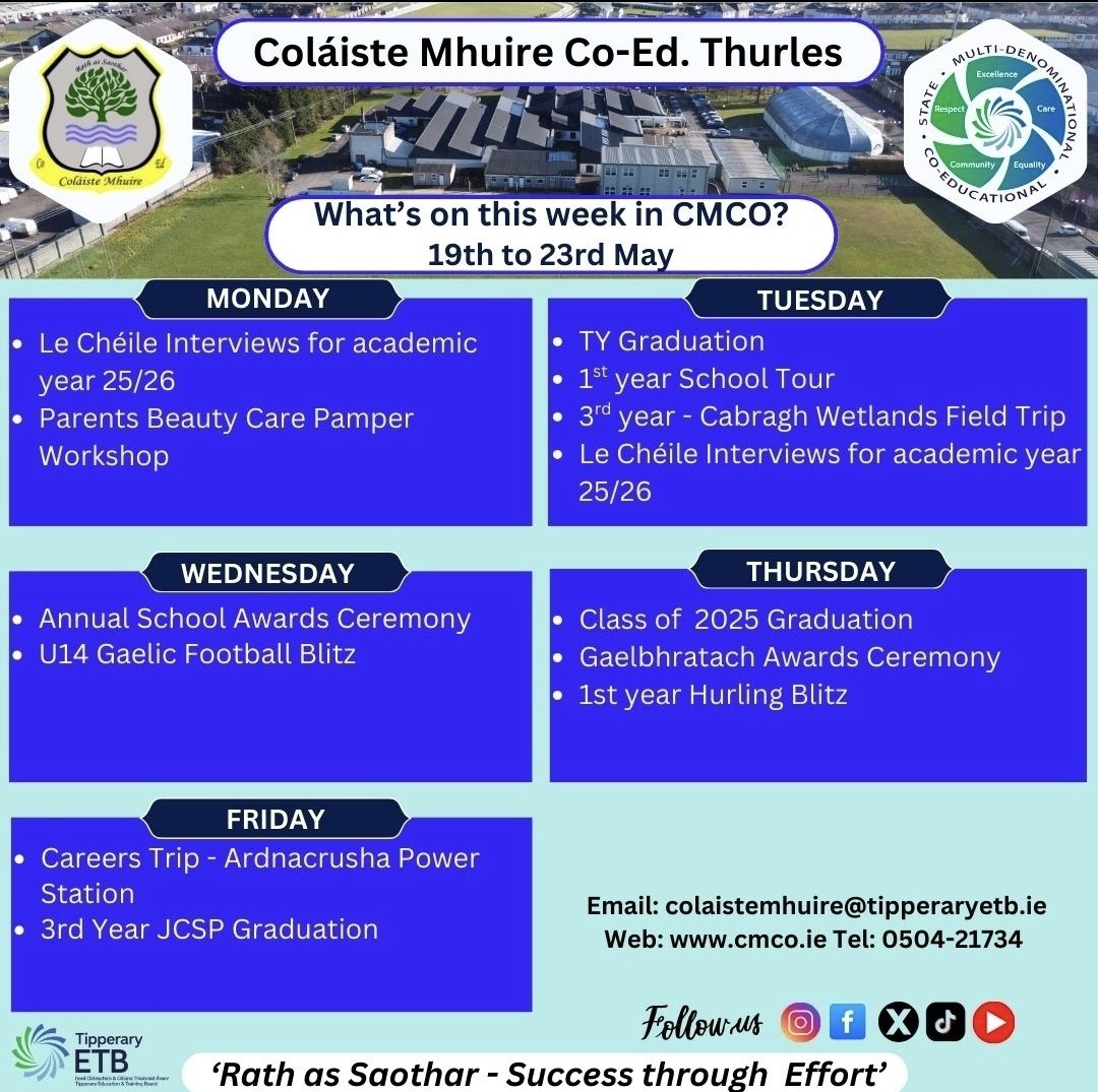 Coláiste Mhuire Co-Ed. (@colmhuirecoed) on Twitter photo A week full of graduations, making memories, acknowledging student successes & achievements, plus sporting and career events at <a href="/colmhuirecoed/">Coláiste Mhuire Co-Ed.</a>- with the highlights being the graduation of our amazing Class of 2025 & our Annual Awards ceremony 🎓✨👏🏻 #rathassaothar <a href="/TipperaryETB/">Tipperary Education and Training Board</a> A week full of graduations, making memories, acknowledging student successes & achievements, plus sporting and career events at <a href="/colmhuirecoed/">Coláiste Mhuire Co-Ed.</a>- with the highlights being the graduation of our amazing Class of 2025 & our Annual Awards ceremony 🎓✨👏🏻 #rathassaothar <a href="/TipperaryETB/">Tipperary Education and Training Board</a>