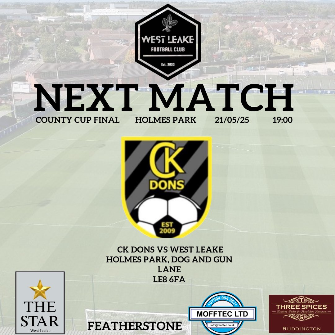 westleakefc's tweet photo. County Cup Final action for the Westies tomorrow as we face CK dons 
Representing @LESLOfficial https://t.co/pgHiftcfrr
