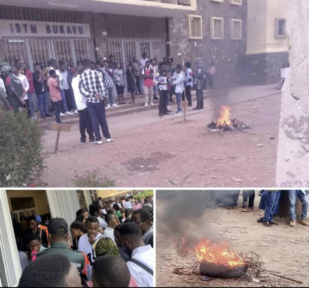 🚨 Bukavu |Tension à l’ISTM  
Des étudiants manifestent contre la hausse des frais académiques et dénoncent une mauvaise gestion. « Trop de frais, pas de matériel », disent-ils.Ils appellent le MESU à auditer l’institution.Pneus brûlés, colère palpable.#education <a href="/StanysBujakera/">Stanis Bujakera Tshiamala</a>