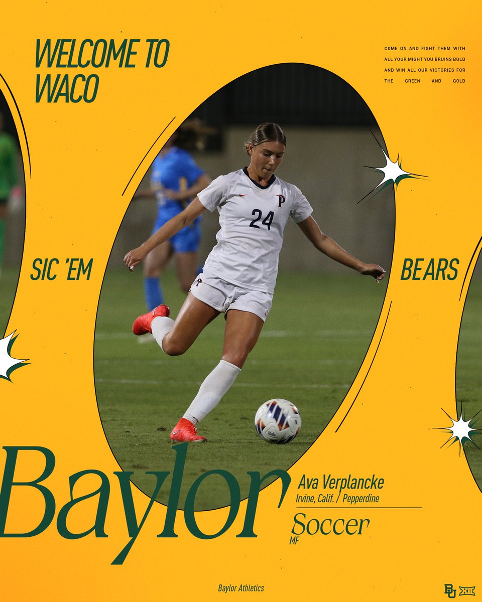 BaylorFutbol's tweet photo. Welcome to the Baylor Soccer Family!
✍️ Ava Verplancke
🏠 Irvine, CA
⭐️ First Team ECNL ‘22
⭐️ ECNL National Champion ‘23
⭐️ USYNT
#SicEm | #depthB4height https://t.co/h99nR8i9HD
