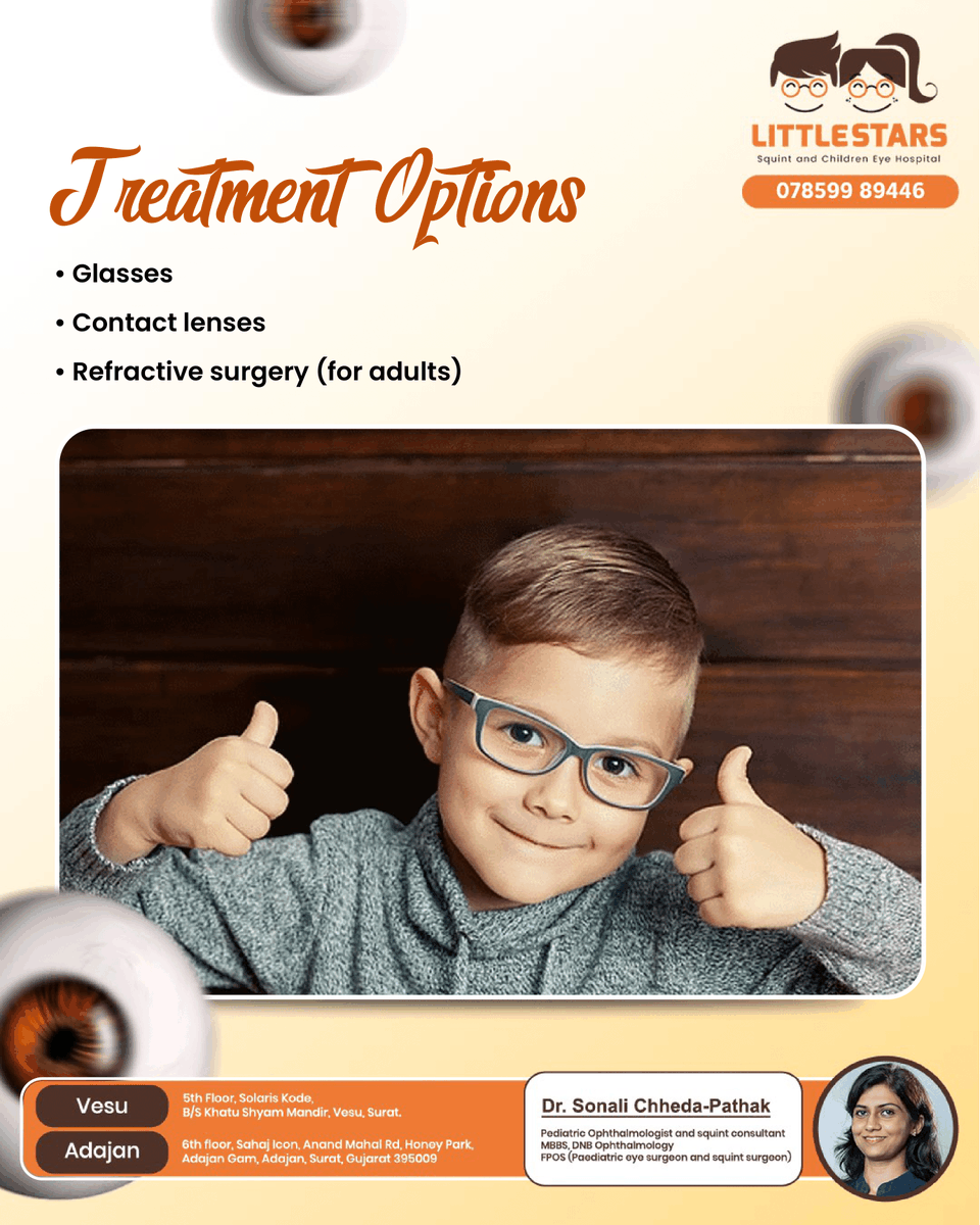 LittleStarsEye's tweet photo. Struggling to see the board or road signs? It could be myopia .
At Little Star Eye Hospital, Surat, we offer expert care for kids &amp; adults — glasses, contact lenses &amp; advanced treatment options.
📞+91 78599 89446
#MyopiaInChildren #EyeCareSurat #LittleStarEyeHospital https://t.co/lAfqrHGG31