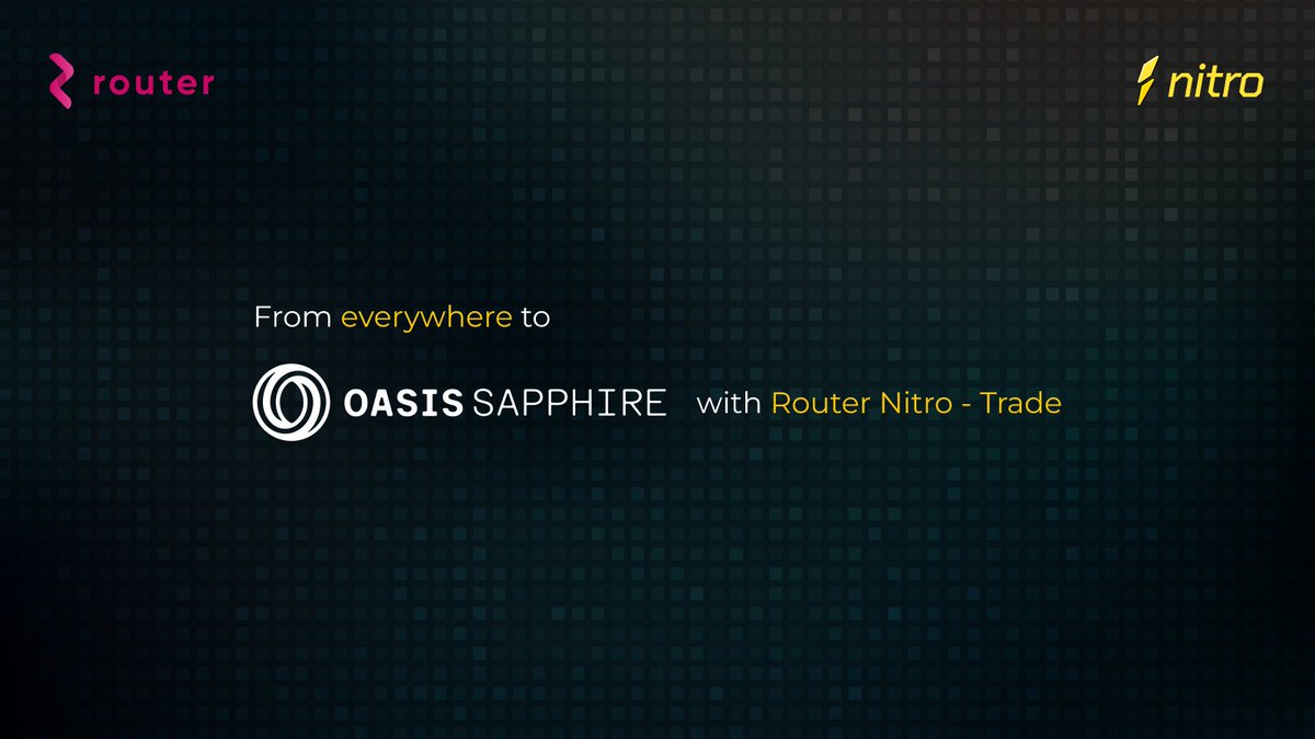 Cross-chain to <a href="/OasisProtocol/">Oasis</a>? One click.. 

Start now: routernitro.com/trade

The new Nitro Trade UI is live, a seamless terminal where anyone can swap from any token on any chain directly into $ROSE.

But we didn’t stop at routing.
- Real-time charts
- Sapphire ecosystem