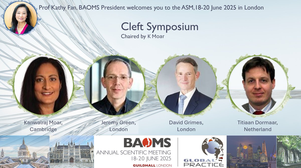 BAOMS (@baomsofficial) on Twitter photo The #BAOMS2025 #Cleft #symposium will be chaired by <a href="/KanwalMoar/">Kanwalraj Moar</a> with Jeremy Green, David Grimes & Titiaan Dormaar. What a line up! Don't miss it! There is still time to register: baoms.org.uk/professionals/…
#omfs #conference #GlobalPractice
<a href="/KathyFanSurgeon/">Prof KathyFan PhD, FRCSEd, FDS RCSEng, FRCS OMFS</a>, <a href="/jtg_baoms/">Junior Trainee Group - BAOMS</a>, <a href="/FitOmfs/">OMFS FiT</a> The #BAOMS2025 #Cleft #symposium will be chaired by <a href="/KanwalMoar/">Kanwalraj Moar</a> with Jeremy Green, David Grimes & Titiaan Dormaar. What a line up! Don't miss it! There is still time to register: baoms.org.uk/professionals/…
#omfs #conference #GlobalPractice
<a href="/KathyFanSurgeon/">Prof KathyFan PhD, FRCSEd, FDS RCSEng, FRCS OMFS</a>, <a href="/jtg_baoms/">Junior Trainee Group - BAOMS</a>, <a href="/FitOmfs/">OMFS FiT</a>