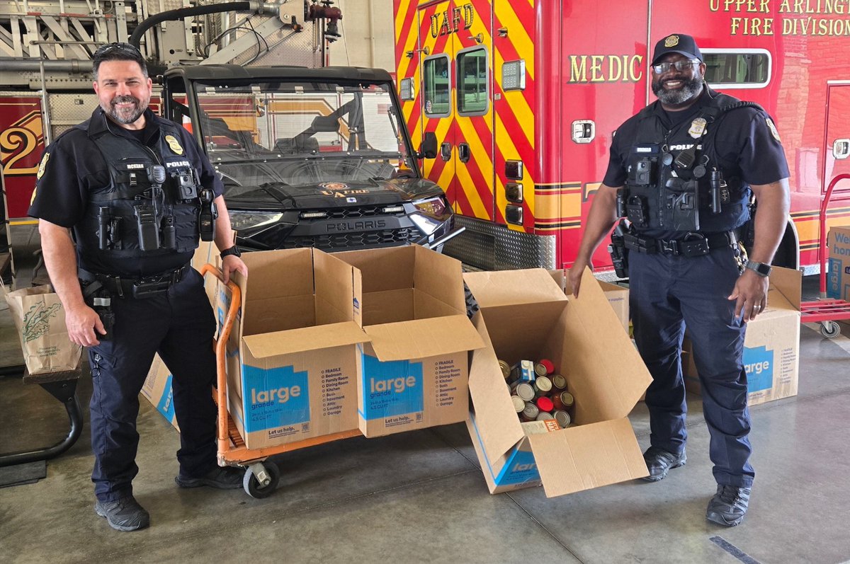 As part of #NationalPoliceWeek, #UAPD collected 870+ pounds of food and toiletries during our recent Cram-A-Cruiser Food Drive! 💙🚔 Officers delivered two truckloads to Heart to Heart Food Pantry to help neighbors in need. 

Thank you #UpperArlington for your generosity! 🙌