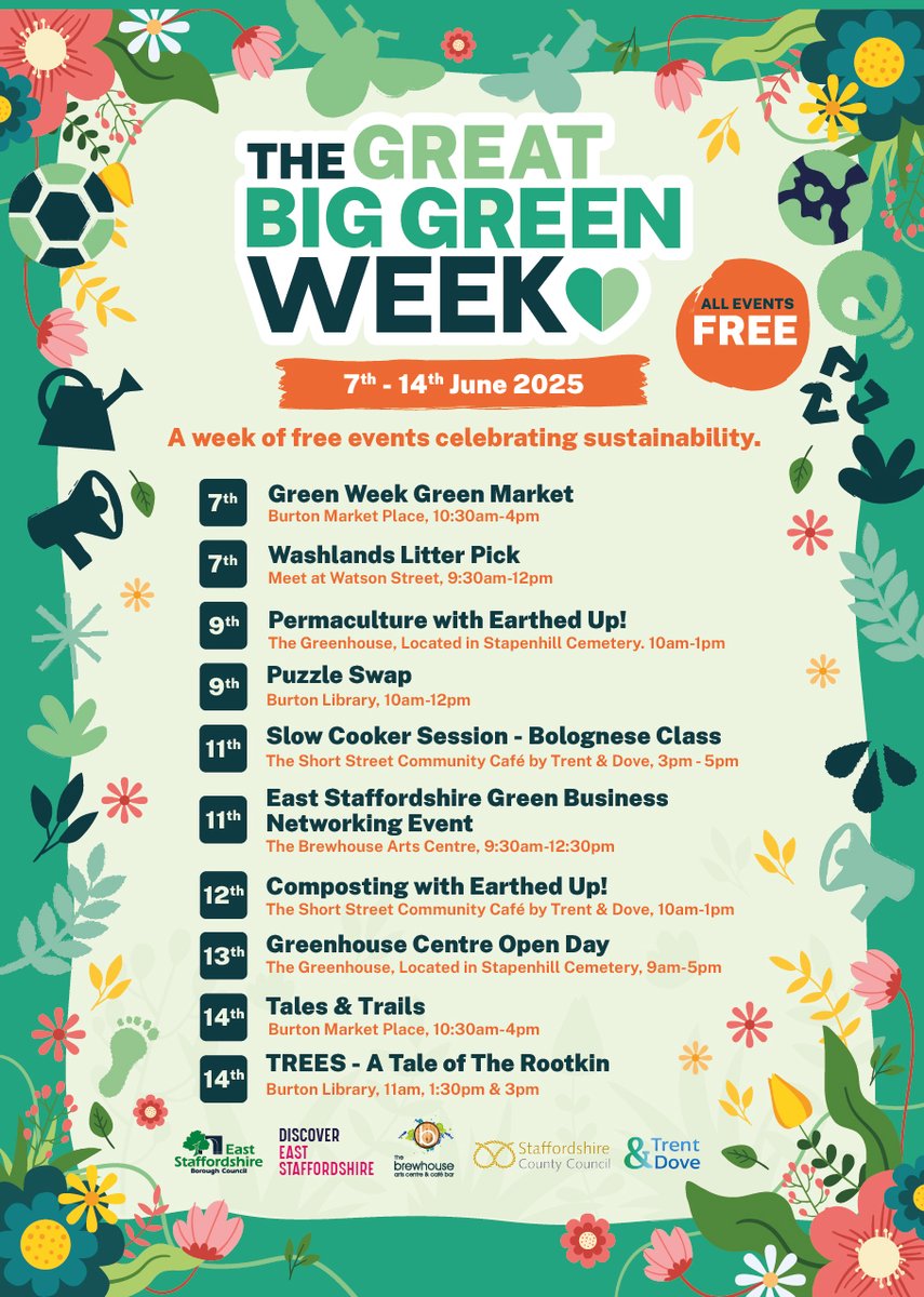 Great Big Green Week is near, Staffordshire! This June join us for a week of free events, activities, and local initiatives, all aimed at building a greener, fairer future.

Find out more here: orlo.uk/Q990q

#GreatBigGreenWeek #LetsSwapTogether #Climatecoalition