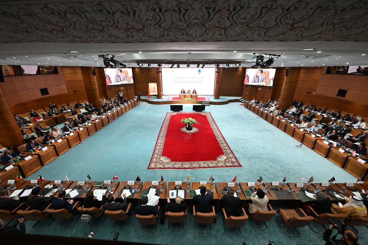 With the participation of over 50 delegations,the 5th meeting of the Global Alliance for the Implementation of the Two-State Solution opened in Rabat,in partnership🇲🇦-🇳🇱 under the theme:"Sustaining Momentum for the Peace Process:Lessons Learned, Success Stories and Steps Forward"