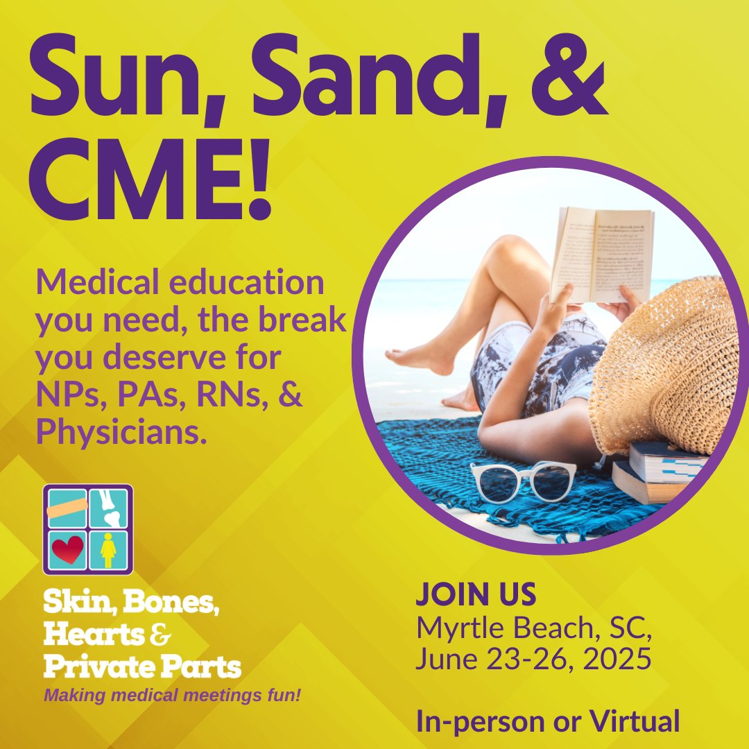 SkinBonesCME's tweet photo. 📣 JOIN US in Myrtle Beach, SC – June 23–26, 2025!
Don’t miss out — Advance Rate pricing ends May 23!
https://t.co/RbCV8MiJRf

#CMEConference #MyrtleBeach2025 #MedicalEducation #NPs #PAs #SaveTheDate #SBHPP #CME2025 #PhysicianAssistants #HealthcareConference #NursePractitioners https://t.co/ngJU5tGLB8