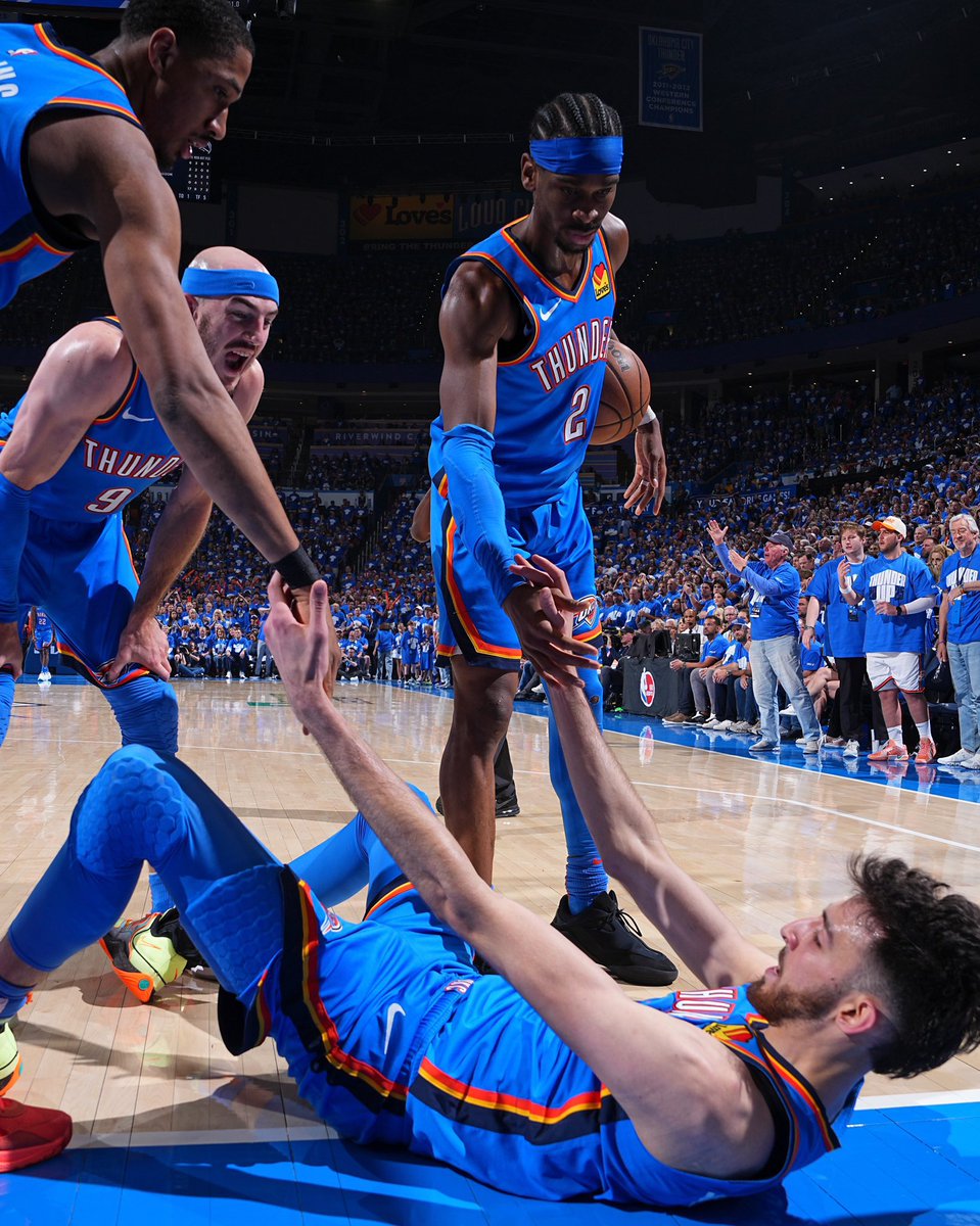 ThunderChats's tweet photo. GOOOOOOOOOOODMORNING THUNDER FANS

IT IS TUESDAY

WE DESTROYED THE GRIZZLIES SO BAD THEY WERE SAYING HELP THE BEAR AND JA WAS HAVING ILLUSIONS OF GRANDEUR 

WE FOUGHT OFF A GRITTY NUGGETS TEAM WITH SOME REAL TIME GROWTH AND DEVELOPMENT TO CLUTCH IT UP IN 7 

WE BORE WITNESS TO ONE OF THE GREATEST REGULAR SEASONS OF ALL TIME

WE ARE ON THE CUSP OF THE THUNDER’S THIRD MVP ANNOUNCEMENT

MULTIPLE ACCOLADES WILL BE REWARDED TO THIS TEAM 

BUT TODAY NOT A SINGLE ONE OF THOSE THINGS MATTER

THE THUNDER HAVE ADVANCED TO THE WESTERN CONFERENCE FINALS FOR THE FIRST TIME SINCE 2016

BUT THE JOB IS NOT FINISHED

WE NOW FACE OFF AGAINST OUR SECOND CONSECUTIVE DIVISION RIVAL

A TEAM THAT ELIMINATED US FROM PLAY IN CONTENTION TWO YEARS PRIOR

A TEAM THAT WAS IN THIS SAME POSITION LAST SEASON

A TEAM THAT IS AS HUNGRY AS ANYONE ELSE IN THE FIELD

BUT THIS IS NOT THEIR STORYBOOK MOMENT

THIS IS OUR TIME

TODAY WE SEE SHAI SHOW UP AND CARVE UP ANY DEFENSE THE WOLVES ATTEMPT TO THROW AT HIM LIKE AN MVP DOES

TODAY WE SEE DUB FEED OFF TJE ENERGY OF THE CROWD AND STEP UP IN EVERY ASPECT OF THE GAME JUST LIKE WE JUST SAW HIM DO 

TODAY WE SEE CHET SPREAD THE DEFENSE WITH HIS FLOOR SPACING AND SHUT DOWN THE LANE ON DEFENSE

TODAY WE SEE IHART MAKE RUDY PAY FOR PLAYING DROP WITH HIS PUSH SHOT

TODAY WE SEE LU HAVE A REDEMPTION GAME AND REACQUAINT ANT TO THE DORTURE CHAMBER

TODAY WE SEE CARUSO AND CASON GO COOKIES AND CREAM THE GAME WRECKING MACHINE

TODAY WE SEE THE ANTICIPATED RETURN OF ZAI JOE MOOOOOOON BALLS

TODAY WE GET TO SEE JWILL BRING THE BOOOOOOOOOM

TODAY WE GET TO SEE AARON WIGGINS SAVE BASKETBALL

TODAY WE TAKE ONE STEP CLOSER TO OUR DREAMS

TODAY WE BECOME THE AGGRESSORS

TODAY WE OPEN EVERY EYE THAT IS STILL SHUT

TODAY WE PLAY OKLAHOMA CITY THUNDER PLAYOFF BASKETBALL 

SO SOMEONE, ANYONE, AND EVERYONE PLEASE TELL ME

WHAT FREAKING DAY IS ITTTTTTT

#ThunderUp