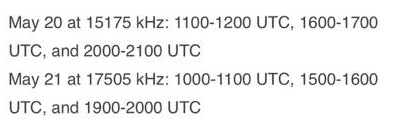 Here's a schedule for the upcoming relays of Vesti FM from Russia via Moldovia today and tomorrow: