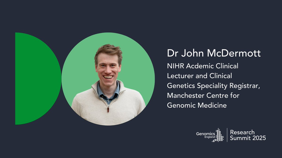 We are very excited to have Dr John McDermott speak at the Genomics England Research Summit this year. Dr McDermott's research focuses on the application of genomics in acute and everyday healthcare settings. 
 
There's still tickets left, register at:  genomicsresearchsummit.co.uk