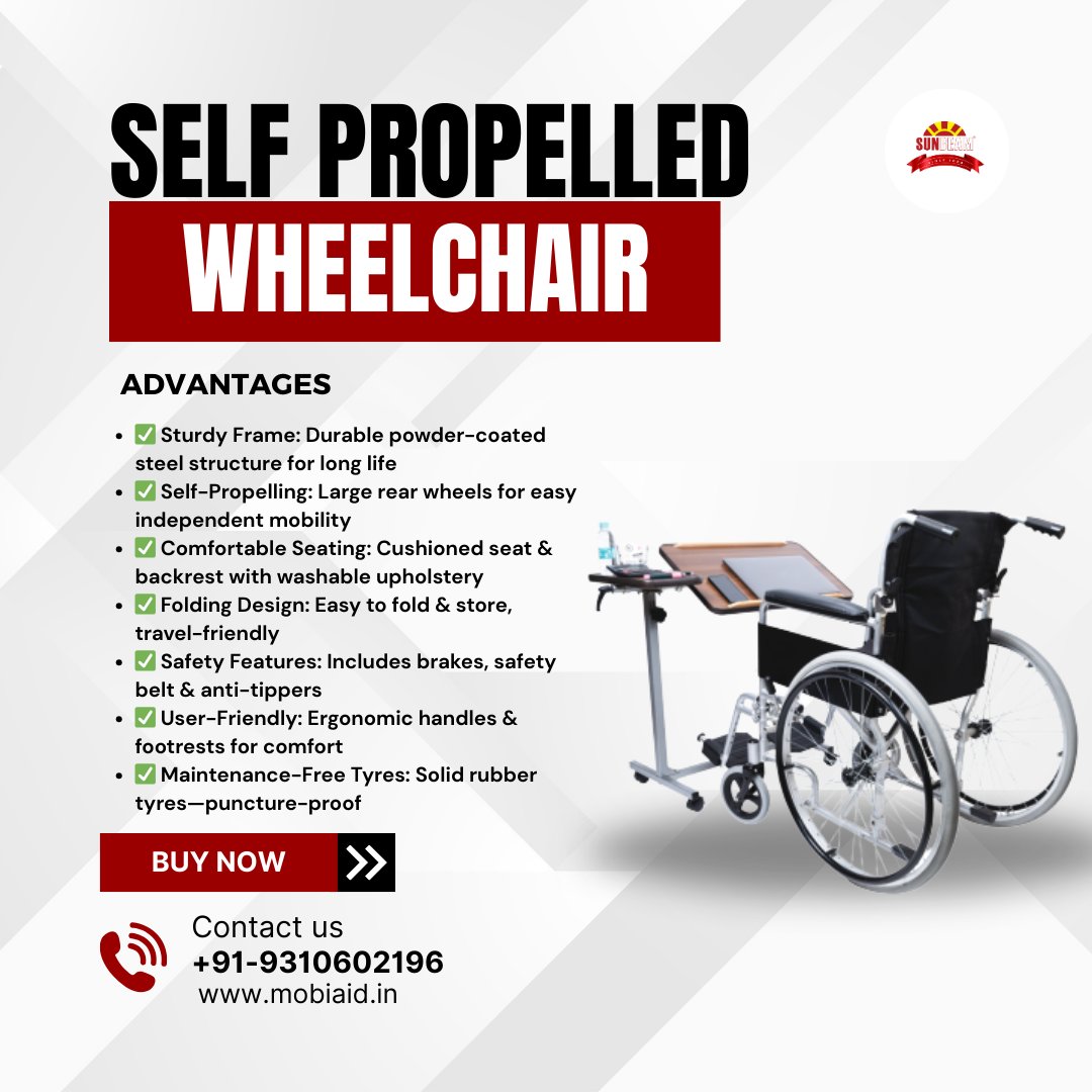 EaSunbeam53503's tweet image. Tired of waiting on others to move? 🤔
Take control with the Sunbeam Self Propelled Wheelchair 🛞
✅ Easy to use
✅ Built for comfort
✅ Designed for freedom
Live independently. Move confidently. 💪
🔗 mobiaid.in
#MobilityMatters #SunbeamEnterprises
